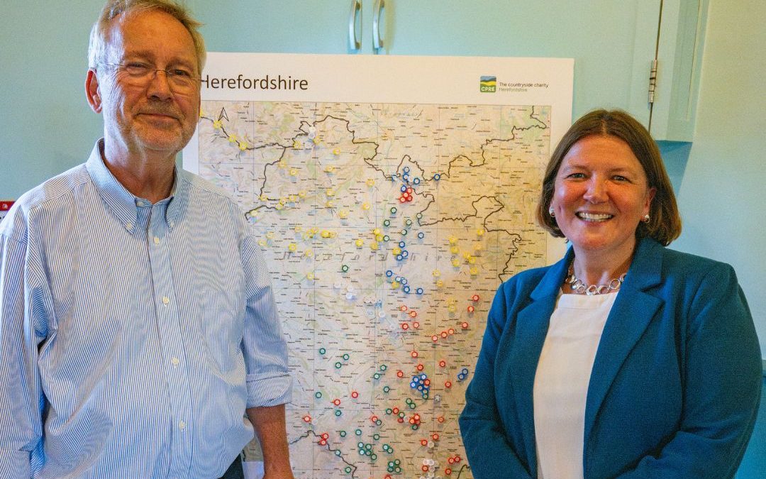 Ellie Chowns with Andrew McRobb at the CPRE Herefordshire talk 'Can our rivers survive?'