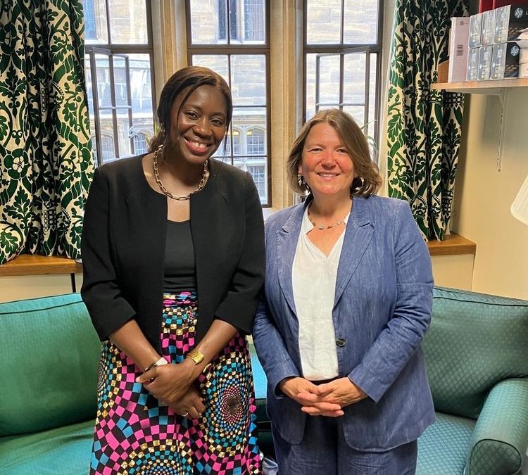 Ellie Chowns stood in an office in parliament alongside Miatta Fahnbulleh