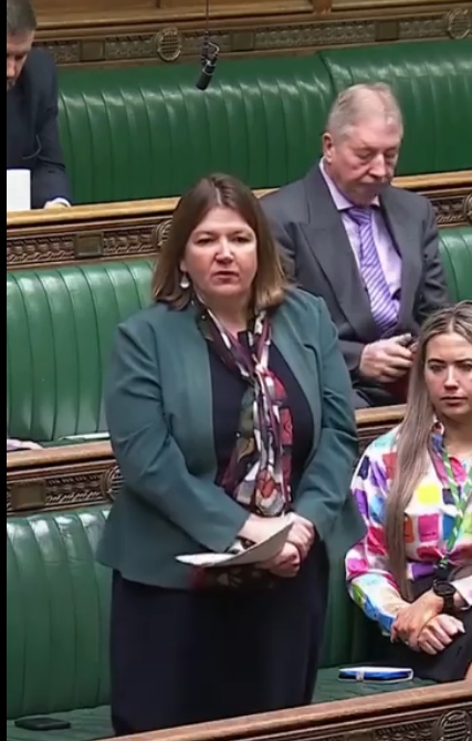 Ellie Chowns standing in the Parliament and speaking about fiscal news